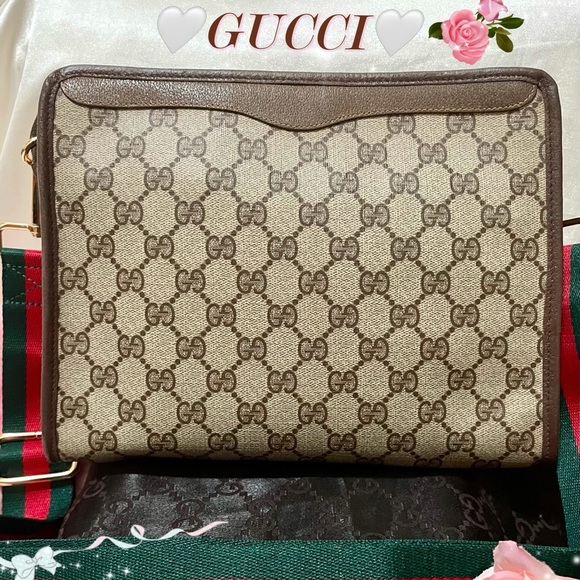 💠Authentic!💠VTG GUCCI GG Monogram Supreme Crossbody Ophidia Clutch Wristlet👜 - Picture 5 of 16